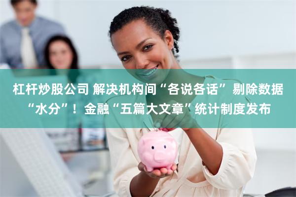 杠杆炒股公司 解决机构间“各说各话” 剔除数据“水分”！金融“五篇大文章”统计制度发布